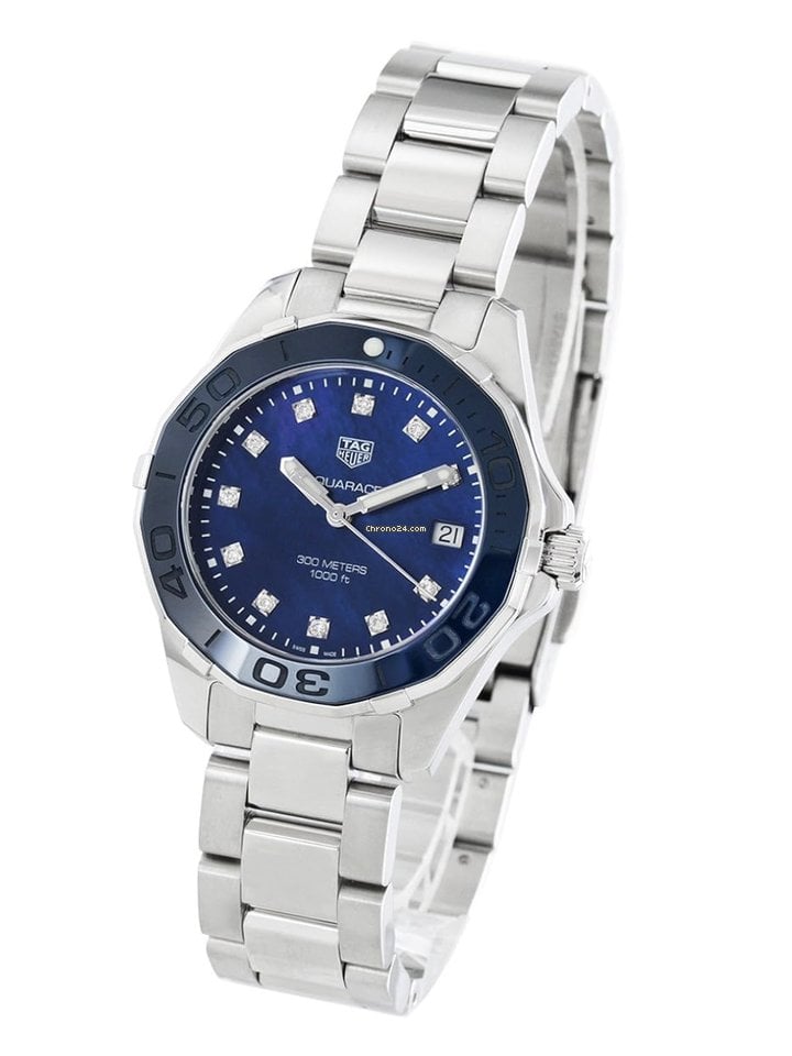 Tag Heuer Aquaracer Diamonds Blue Dial Silver Steel Strap Watch for Women - WAY131L.BA0748 Buy Now By Tag Heuer