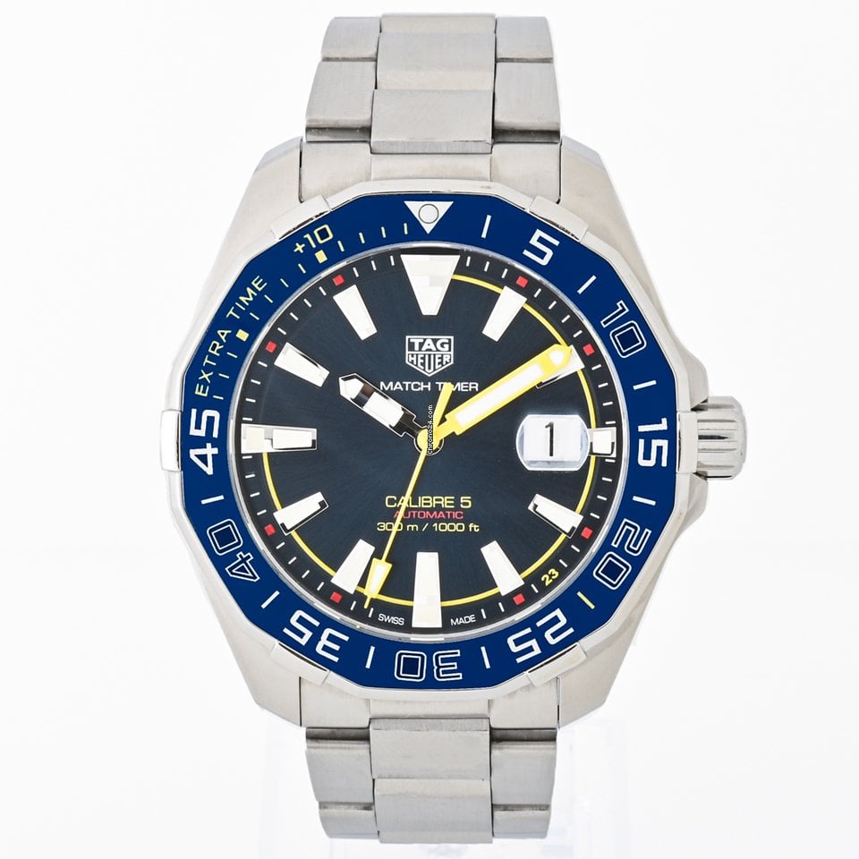 Tag Heuer Aquaracer Caliber 5 Match Timer Shinji Kagawa Edition Blue Dial Silver Steel Strap Watch for Men - WAY201H.BA0927 Buy Now By Tag Heuer