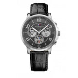 Tommy Hilfiger Keagan Quartz Grey Dial Black Leather Strap Watch for Men - 1791289 Buy Now By Tommy Hilfiger