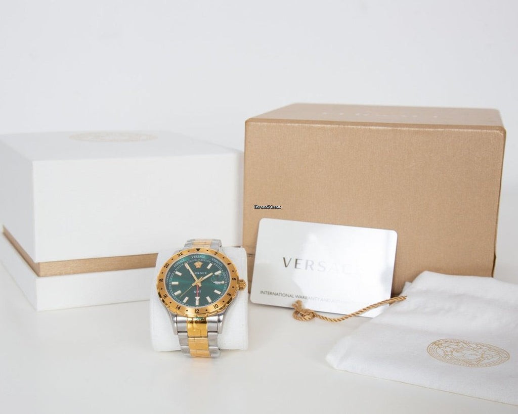 Versace Hellenyium GMT Green Dial Two Tone Steel Strap Watch for Men - V11050015 Buy Now By Versace
