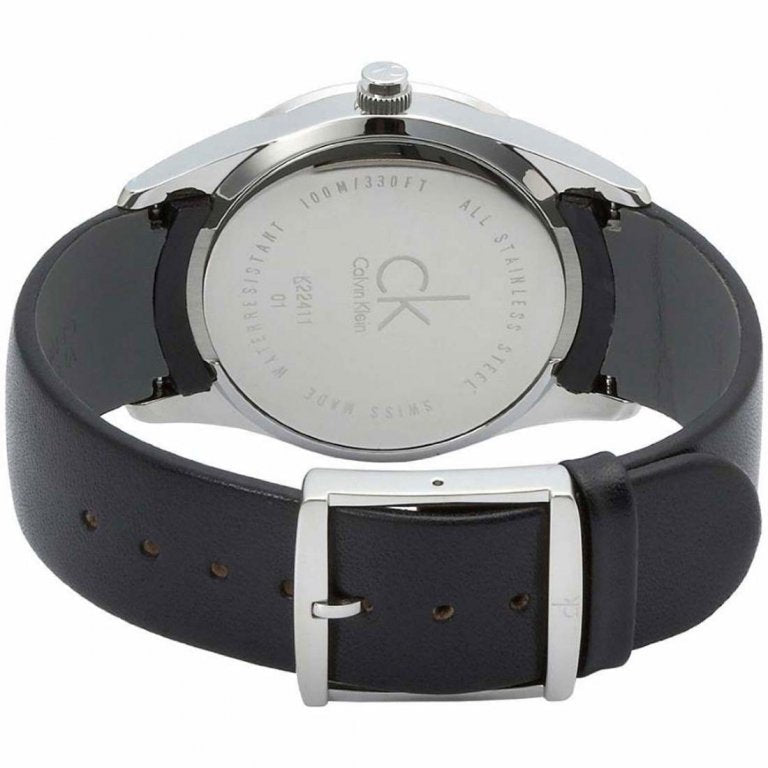 Calvin Klein Minimal Diamonds Black Dial Black Leather Strap Watch for Men - K3M211CS Buy Now By Calvin Klein
