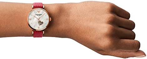 Emporio Armani Gianni T-Bar Mother of Pearl White Dial Red Leather Strap Watch For Women - AR60048 Buy Now By Emporio Armani