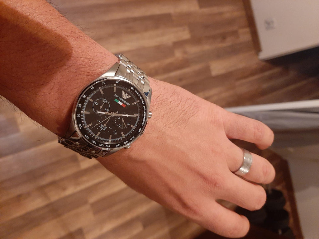 Emporio Armani Team Italia Chronograph Black Dial Silver Steel Strap Watch For Men - AR5983 Buy Now By Emporio Armani