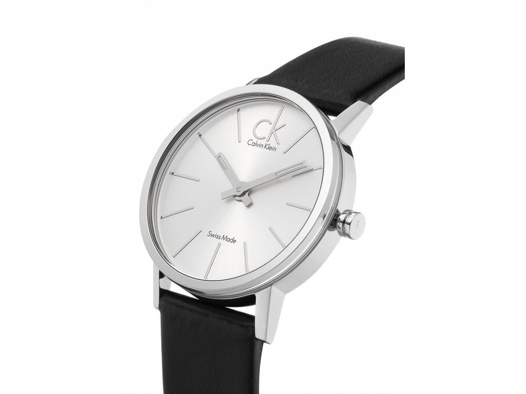 Calvin Klein Post Minimal Silver Dial Black Leather Strap Watch for Men - K7622185 Buy Now By Calvin Klein