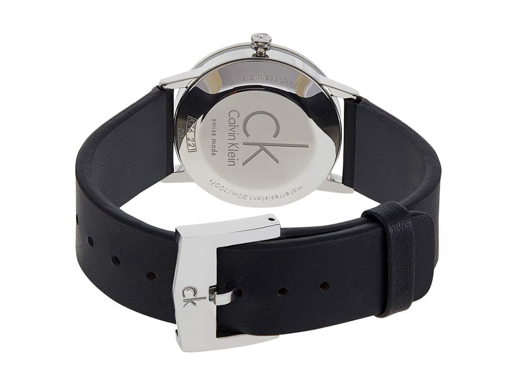 Calvin Klein Post Minimal Silver Dial Black Leather Strap Watch for Men - K7622185 Buy Now By Calvin Klein