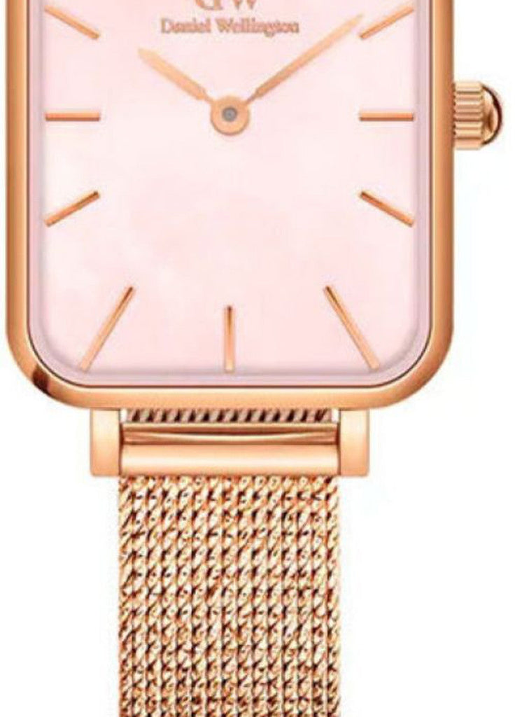 Daniel Wellington Quadro Pressed Melrose Pink Dial Pink Mesh Bracelet Watch For Women - DW00100510 Buy Now By Daniel Wellington