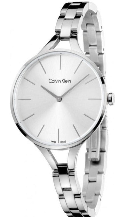 Calvin Klein Graphic White Dial Silver Steel Strap Watch for Women - K7E23146 Buy Now By Calvin Klein