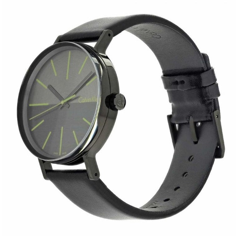 Calvin Klein Boost Black Dial Black Leather Strap Watch for Men - K7Y214CL Buy Now By Calvin Klein