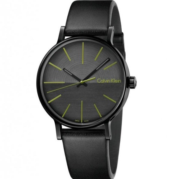 Calvin Klein Boost Black Dial Black Leather Strap Watch for Men - K7Y214CL Buy Now By Calvin Klein