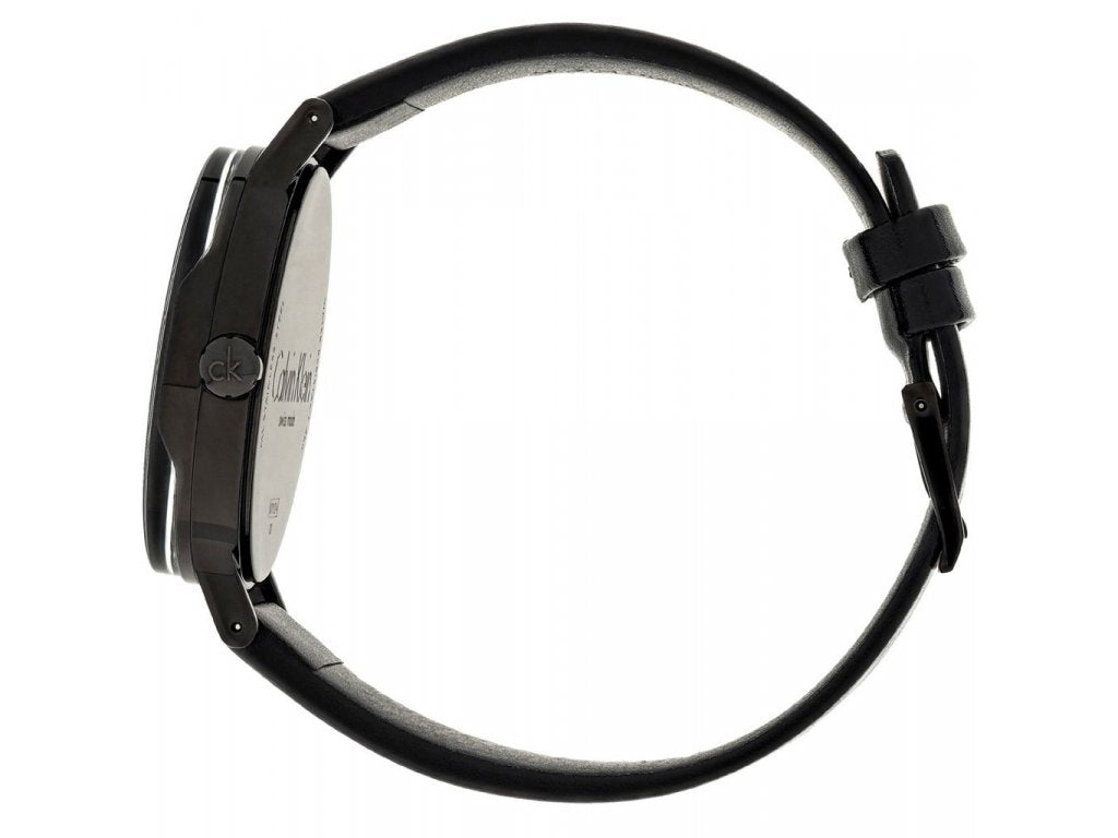 Calvin Klein Boost Black Dial Black Leather Strap Watch for Men - K7Y214CY Buy Now By Calvin Klein