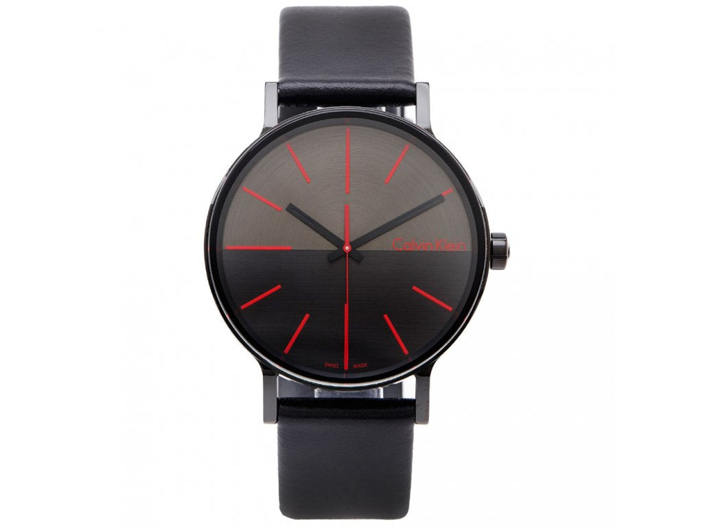 Calvin Klein Boost Black Dial Black Leather Strap Watch for Men - K7Y214CY Buy Now By Calvin Klein
