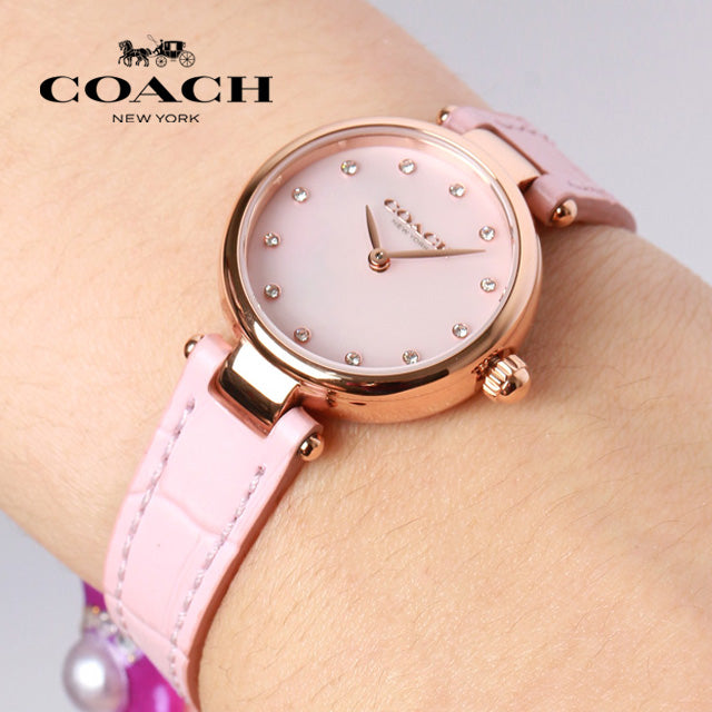 Coach Hayley Mother of Pearl Pink Dial Pink Leather Strap Watch for Women - 14503537 Buy Now By Coach