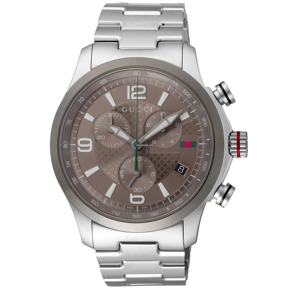 Gucci G Timeless Chronograph Grey Dial Silver Steel Strap Watch For Men - YA126238 Buy Now By Gucci
