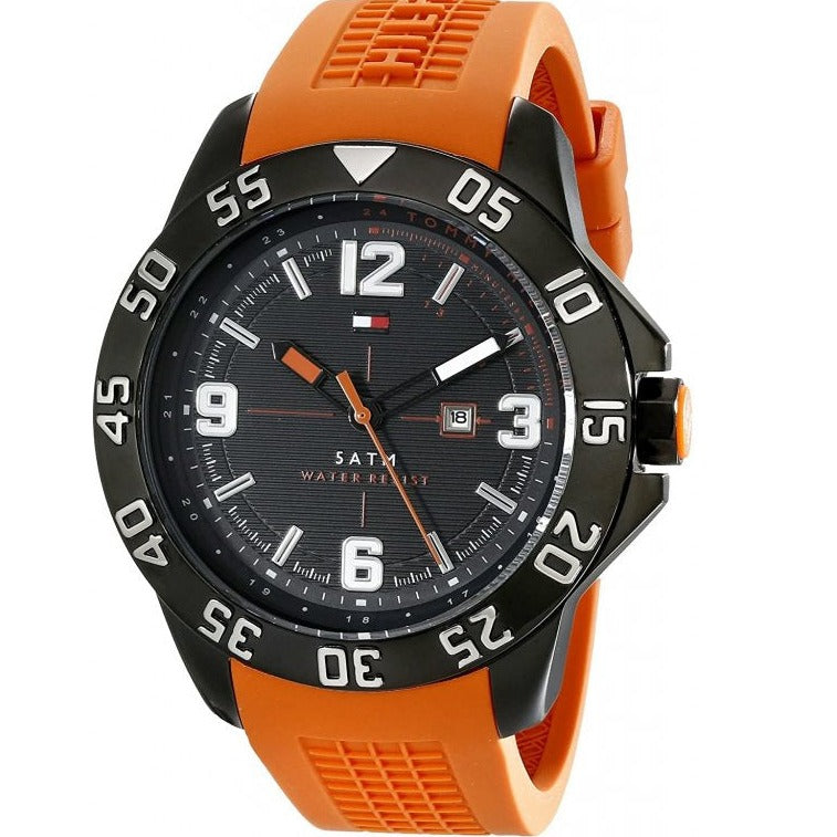 Tommy Hilfiger Cole Black Dial Orange Rubber Strap Watch for Men - 1790985 Buy Now By Tommy Hilfiger