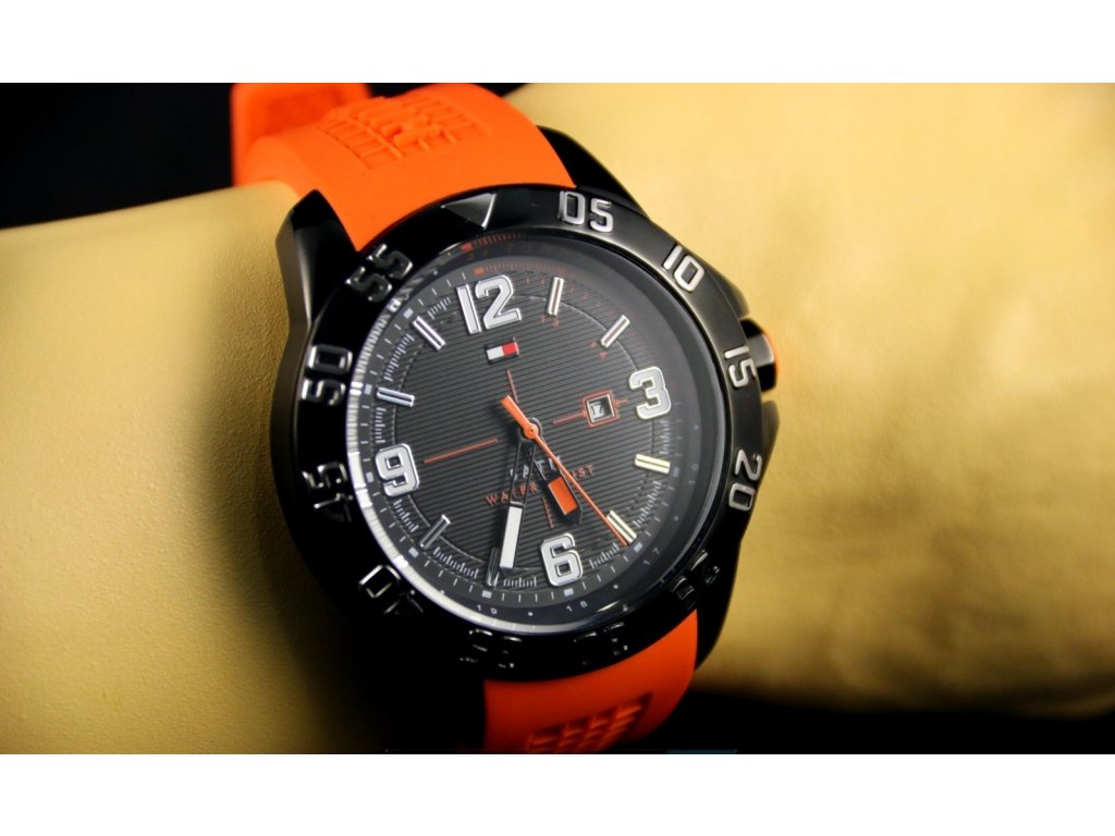 Tommy Hilfiger Cole Black Dial Orange Rubber Strap Watch for Men - 1790985 Buy Now By Tommy Hilfiger