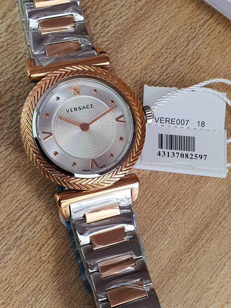 Versace V-Motif Silver Dial Two Tone Steel Strap Watch for Women - VERE00718 Buy Now By Versace