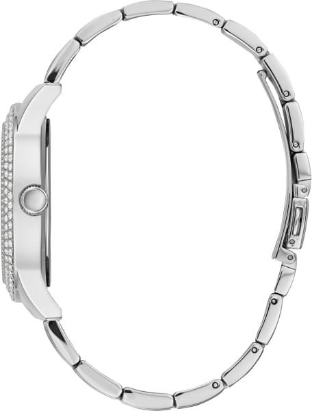 Guess Bedazzle Diamonds Silver Dial Silver Steel Strap Watch For Women - W1097L1 Buy Now By Guess