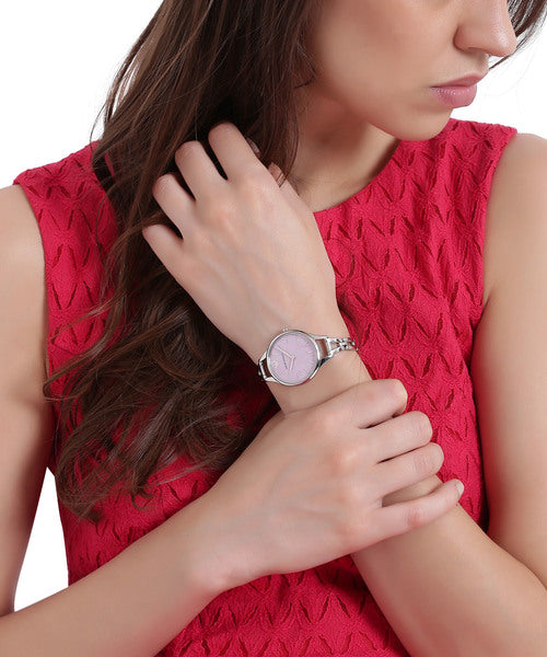 Emporio Armani Aurora Mother Of Pearl Purple Dial Silver Steel Strap Watch For Women - AR11122 Buy Now By Emporio Armani