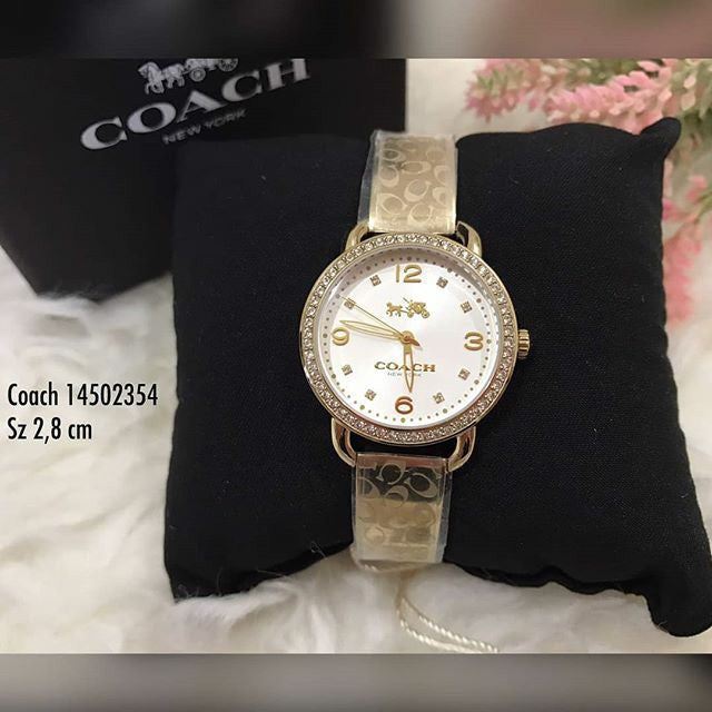 Coach Delancey Diamonds Silver Dial Gold Steel Strap Watch for Women - 14502354 Buy Now By Coach