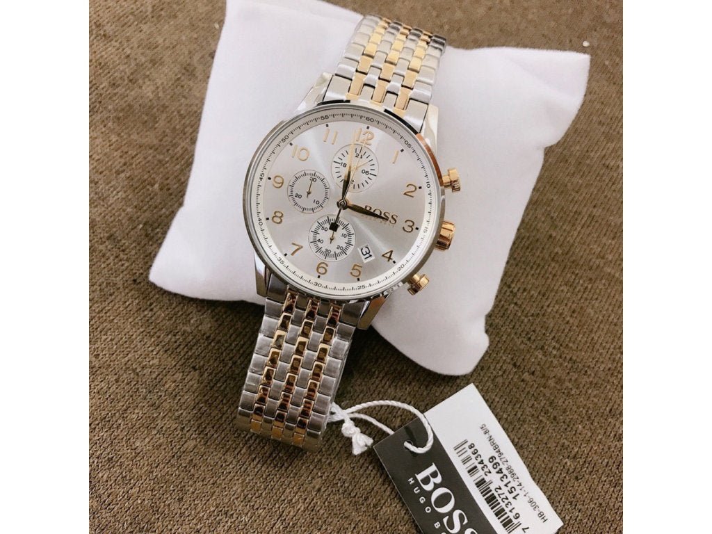 Hugo Boss Navigator White Dial Two Tone Steel Strap Watch for Men - 1513499 Buy Now By Hugo Boss