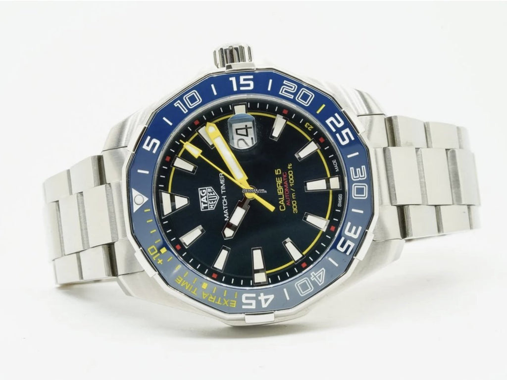 Tag Heuer Aquaracer Caliber 5 Match Timer Shinji Kagawa Edition Blue Dial Silver Steel Strap Watch for Men - WAY201H.BA0927 Buy Now By Tag Heuer