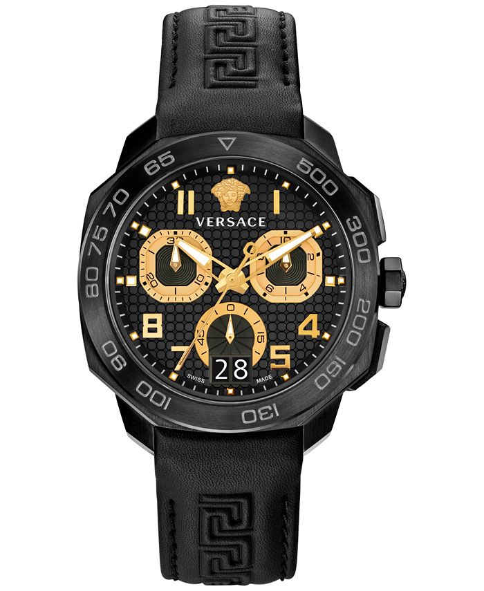 Versace Dylos Chronograph Black Dial Black Rubber Strap Watch for Men - VQC020015 Buy Now By Versace