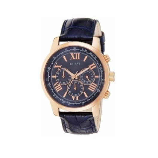 Guess Horizon Chronograph Blue Dial Blue Leather Strap Watch For Men - W0380G5 Buy Now By Guess