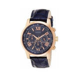Guess Horizon Chronograph Blue Dial Blue Leather Strap Watch For Men - W0380G5 Buy Now By Guess