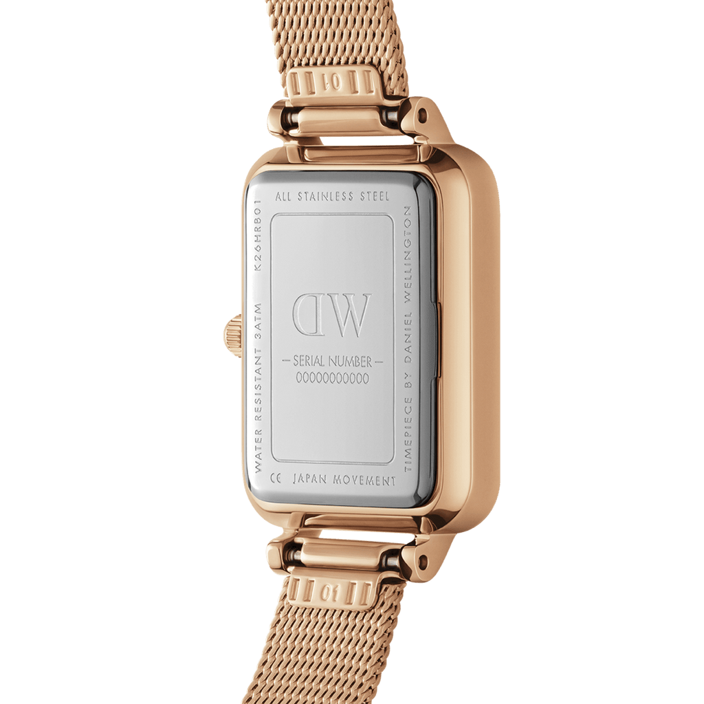 Daniel Wellington Quadro Pressed Melrose White Dial Rose Gold Mesh Strap Watch For Women - DW00100465 Buy Now By Daniel Wellington