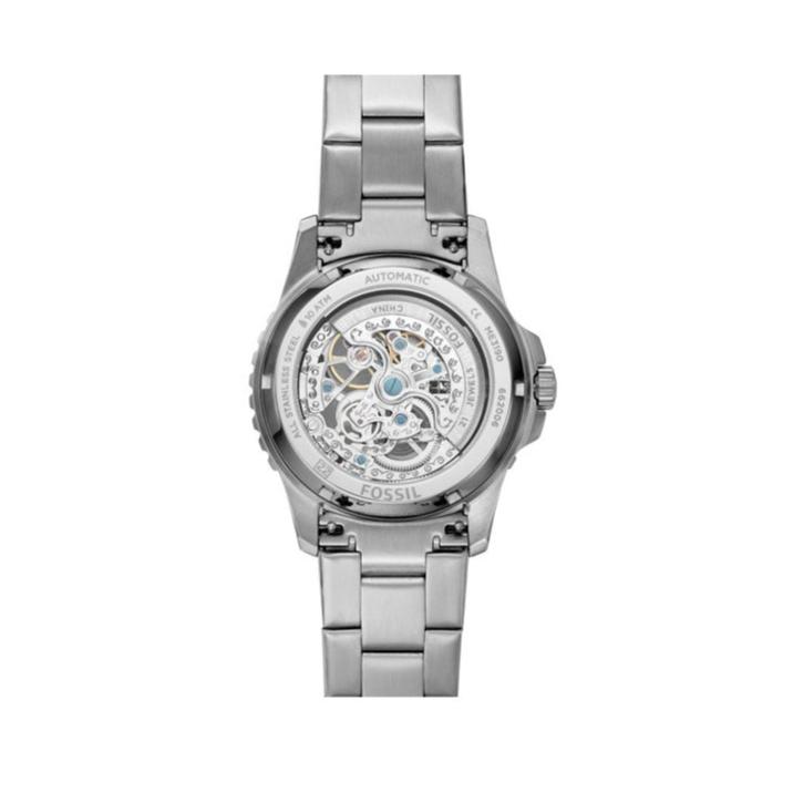Fossil FB-01 Automatic Skeleton Black Dial Silver Steel Strap Watch for Men - ME3190 Buy Now By Fossil