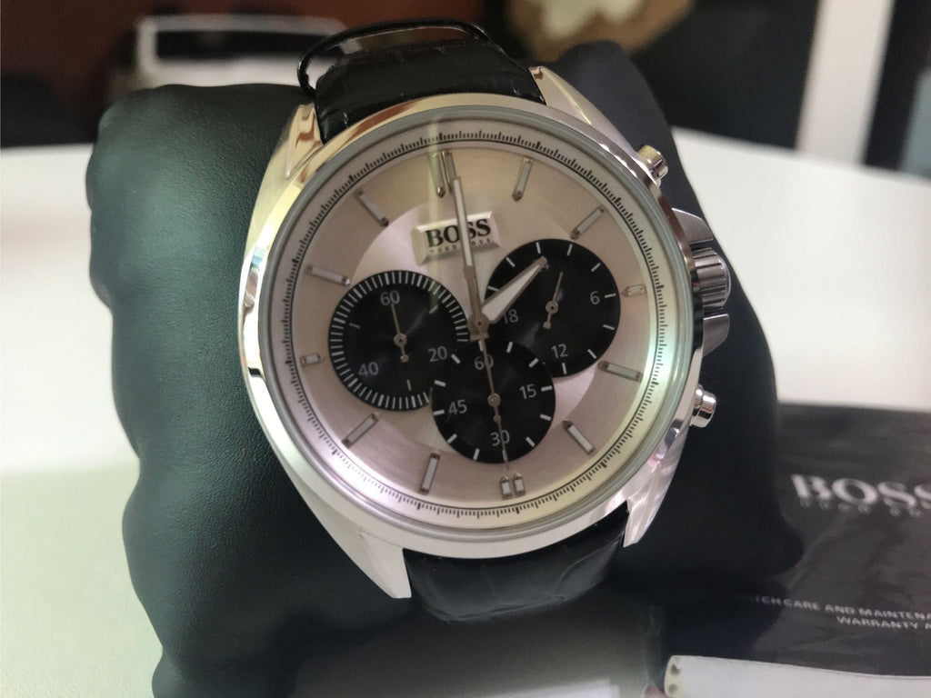 Hugo Boss Driver Chronograph Quartz Silver Dial Black Leather Strap Watch For Men - 1512880 Buy Now By Hugo Boss