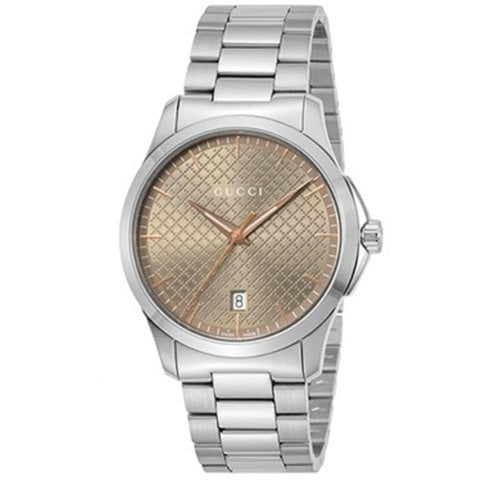 Gucci G Timeless Quartz Brown Dial Silver Steel Strap Watch for Men - YA126317 Buy Now By Gucci