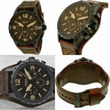Fossil Nate Chronograph Brown Dial Brown Leather Strap Watch for Men - JR1511