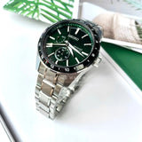 Seiko Presage Sharp Edged Series GMT Green Dial Silver Steel Strap Watch For Men - SPB219J1 Buy Now By Seiko