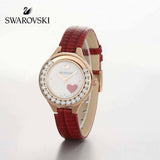 Swarovski Lovely Crystals Analog White Dial Red Leather Strap Watch for Women - 5297584 Buy Now By Swarovski
