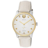 Gucci G Timeless Automatic Silver Dial Beige Leather Strap Watch For Men - YA126348 Buy Now By Gucci