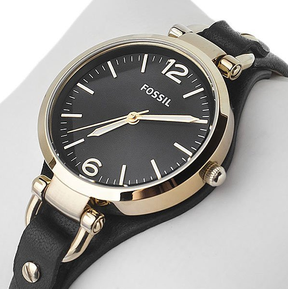 Fossil Georgia Black Dial Black Leather Strap Watch for Women - ES3148 Buy Now By Fossil