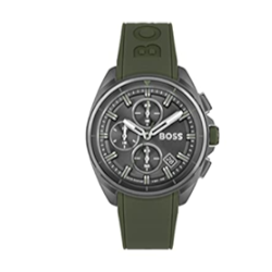 Hugo Boss Volane Chronograph Grey Dial Green Rubber Strap Watch For Men - 1513952 Buy Now By Hugo Boss