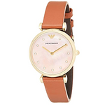 Emporio Armani Gianni T Bar Quartz Pink Mother of Pearl Dial Brown Leather Strap Watch For Women - AR1960 Buy Now By Emporio Armani