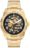 Fossil Bronson Automatic Skeleton Black Dial Gold Steel Strap Watch for Men - ME3257 Buy Now By Fossil