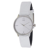 Calvin Klein Accent Silver Dial White Leather Strap Watch for Women - K2Y2Y1KW Buy Now By Calvin Klein