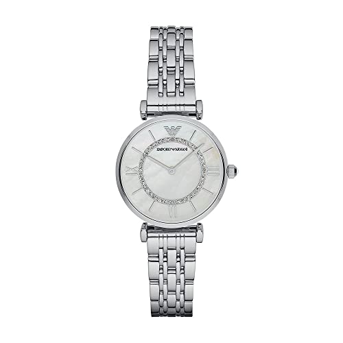 Emporio Armani Gianni T-Bar Mother of Pearl Dial Silver Stainless Steel Watch For Women - AR1908 Buy Now By Emporio Armani