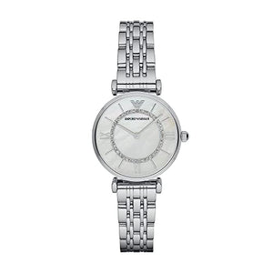 Emporio Armani Gianni T-Bar Mother of Pearl Dial Silver Stainless Steel Watch For Women - AR1908 Buy Now By Emporio Armani