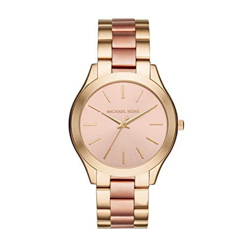 Michael Kors Slim Runway Pink Dial Two Tone Steel Strap Watch for Women - MK3493 Buy Now By Michael Kors