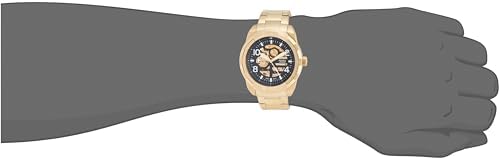 Fossil Bronson Automatic Skeleton Black Dial Gold Steel Strap Watch for Men - ME3257 Buy Now By Fossil