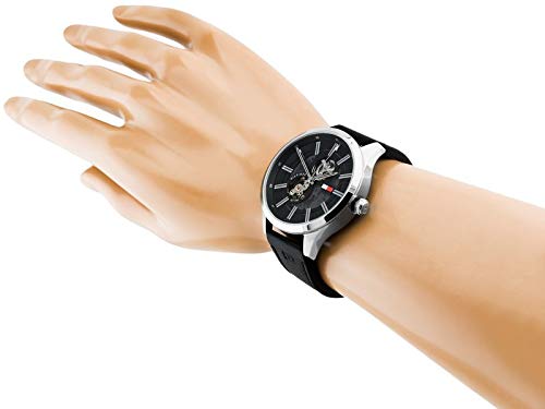 Tommy Hilfiger Spencer Skeleton Black Dial Black Leather Strap Watch for Men - 1791641 Buy Now By Tommy Hilfiger