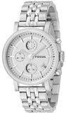 Fossil Boyfriend Chronograph Silver Dial Silver Steel Strap Watch for Women - ES2198 Buy Now By Fossil
