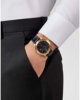 Versace Univers Navy Blue Dial Navy Blue Leather Strap Watch for Men - VEBK00318 Buy Now By Versace