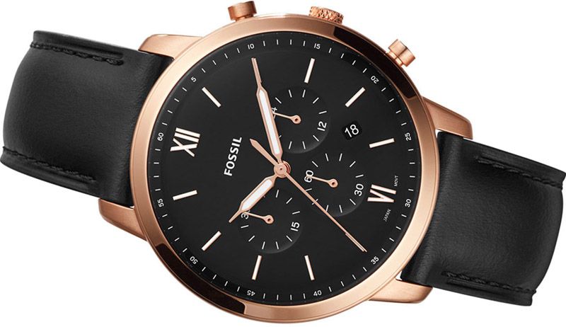 Fossil Neutra Chronograph Black Dial Black Leather Strap Watch for Men - FS5381 Buy Now By Fossil