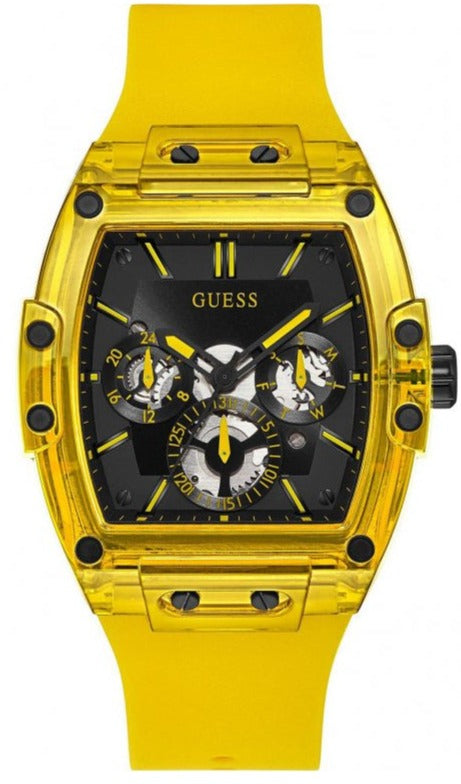Guess Phoenix Multi Function Black Dial Yellow Rubber Strap Watch for Men - GW0203G6 Buy Now By Guess